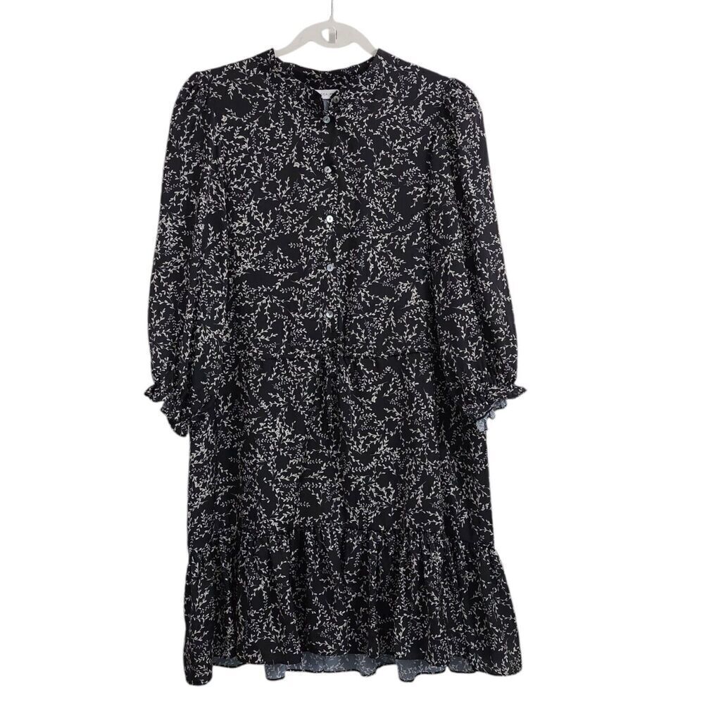 Rebecca Minkoff Dress Womens Small‎ Floral Tie Waist Ruffle Long Sleeve Button